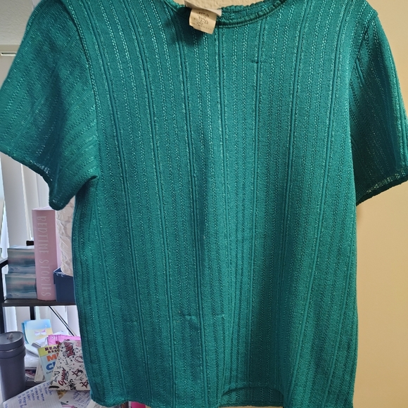 Blair turquoise short sleeve women's top 100% polyester size small - Picture 2 of 6